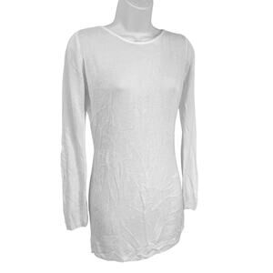 Flook the Label Alegra Dress Skimpy Bodycon White Sheer Knit Scoop Back Medium
